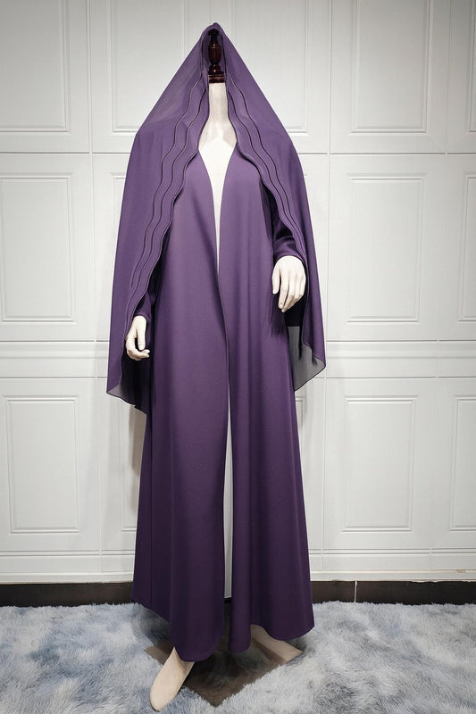 Royal Plum Open Abaya – Minimalist Elegant Flow